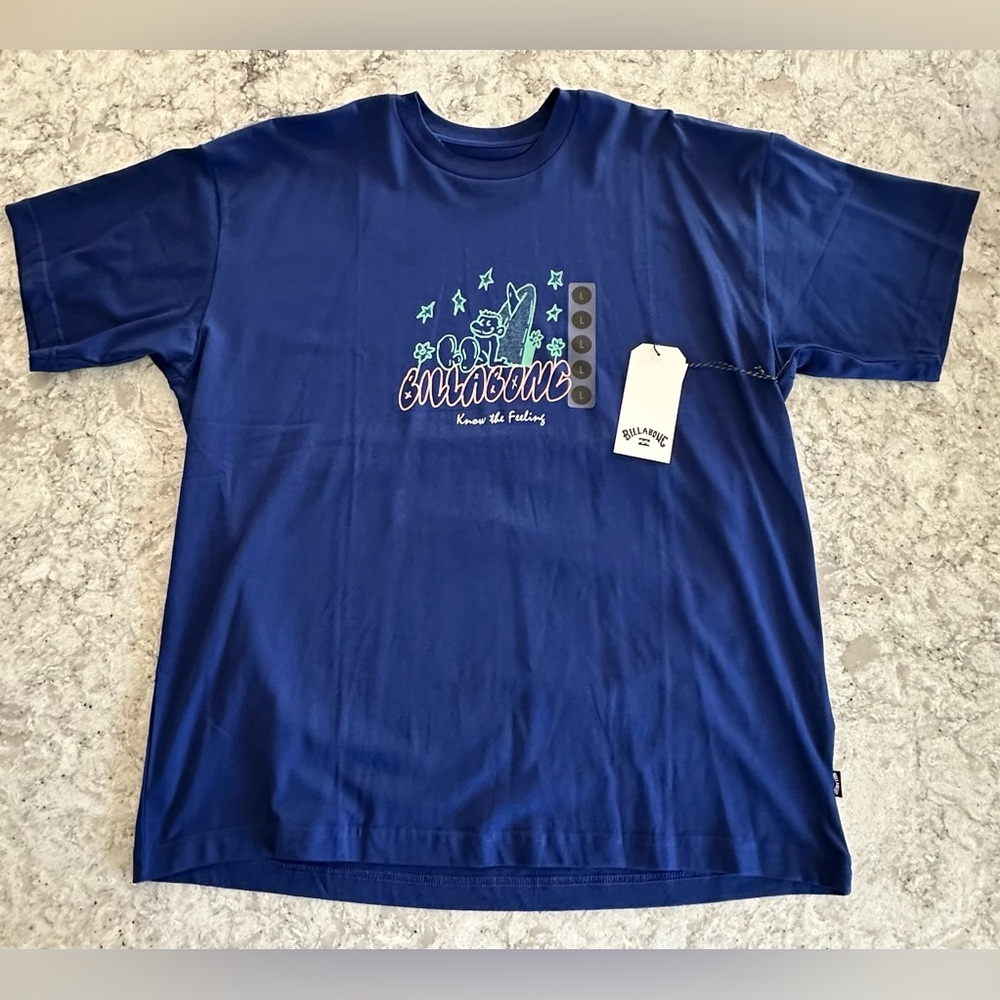 Billabong OG Blue Graphic Tee Size Large NWT